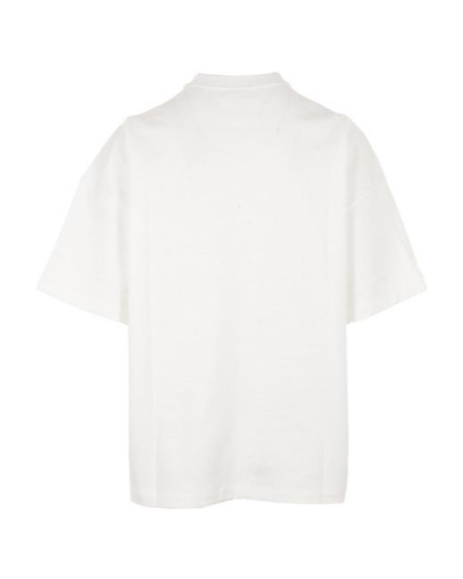 Jil Sander White Logo Printed Crewneck T-Shirt for men