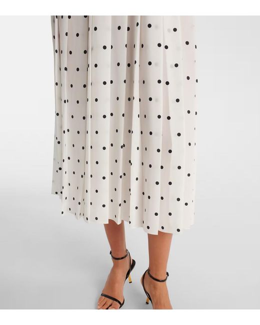 Alessandra Rich White Polka-Dot Silk Midi Dress