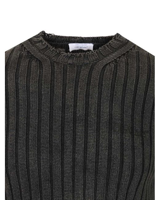 Off-White c/o Virgil Abloh Black Distressed Arrow Rib Knit Jumper for men