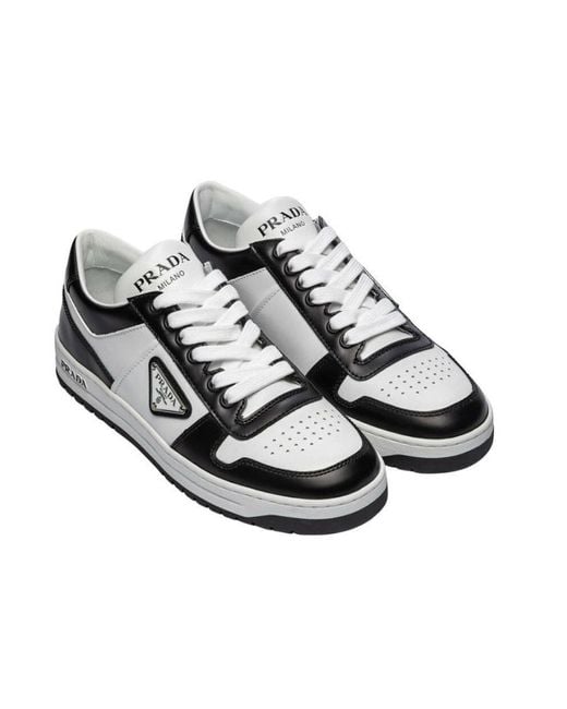 Prada White Downtown Leather Sneakers