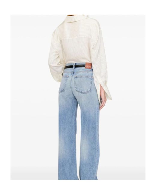 Anine Bing White Bridget Striped Shirt