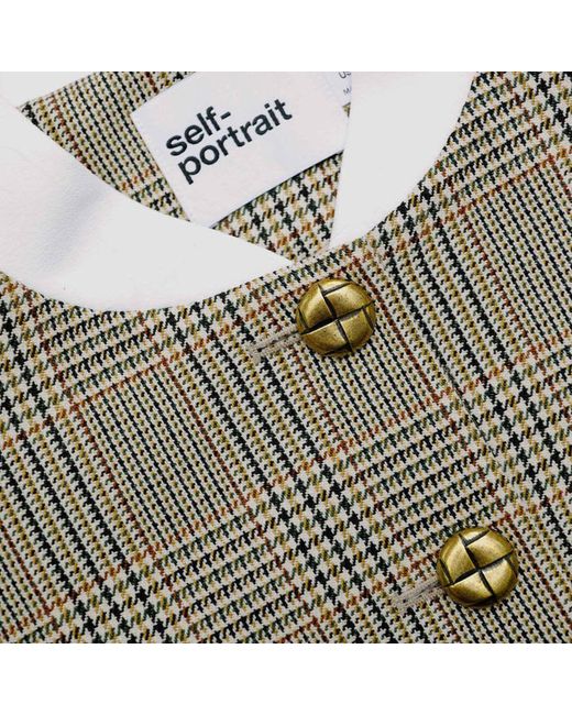 Self-Portrait Gray Check Wool Jacket