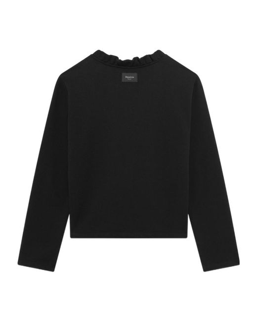 Repetto Black Ruffled-Neck Logo Sweatshirt