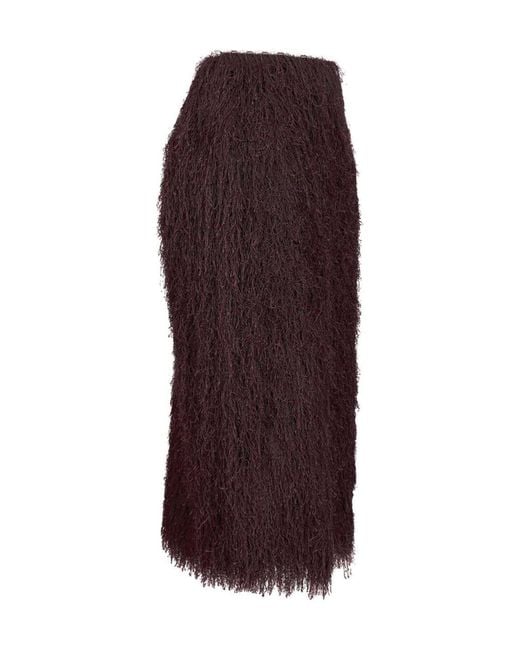 Dries Van Noten Purple Sokna Fringed Skirt