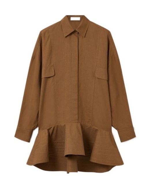 Stella McCartney Brown Washed Peplum Shirt Dress