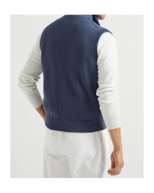 Brunello Cucinelli Blue Suede Vest for men