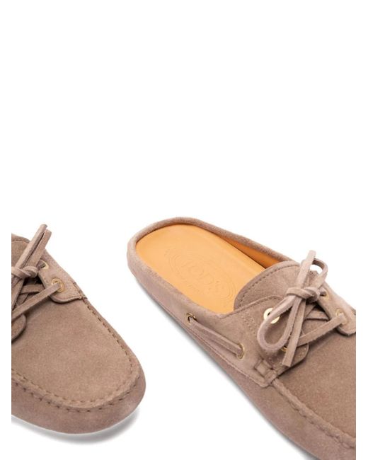 Tod's Brown Glove Gommino Lace-Up Mules