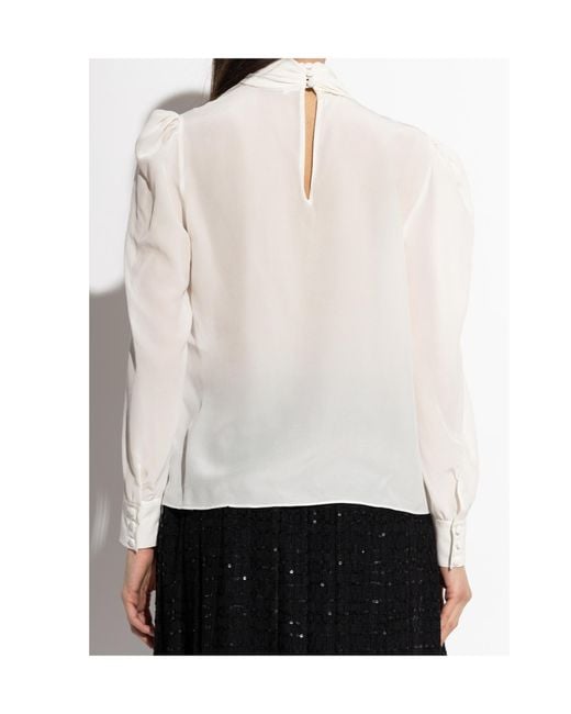 Alessandra Rich White High-Neck Blouse