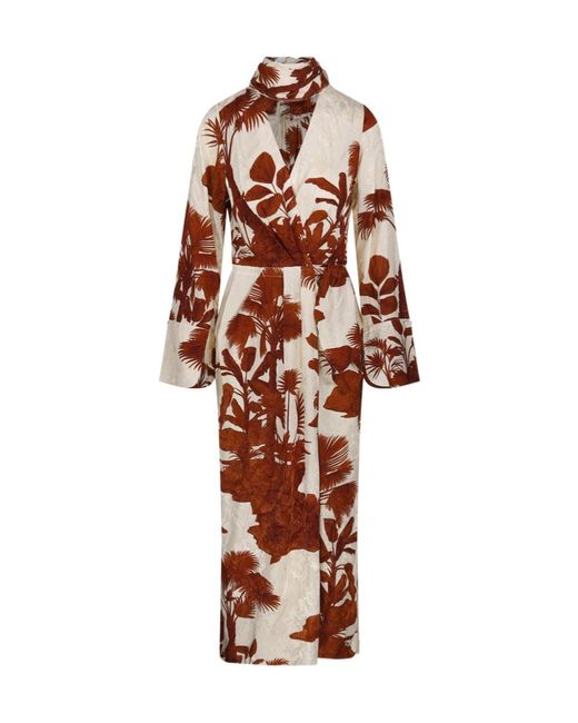Johanna Ortiz White Tropical Print Wrap Dress