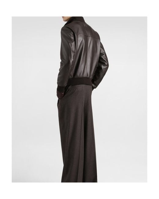 Dolce & Gabbana Black Lambskin Bomber Jacket for men