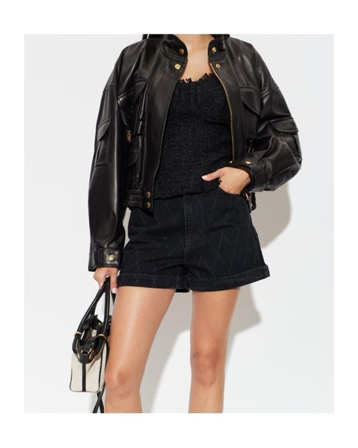 Balmain Black Chain-Strap Tweed Top