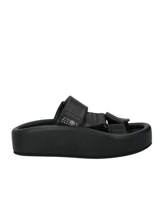 MM6 by Maison Margiela Black Magic Tape Leather Sandals