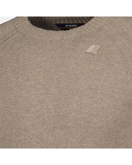 K-Way Brown Sebas Crew Neck Knitted Sweater for men