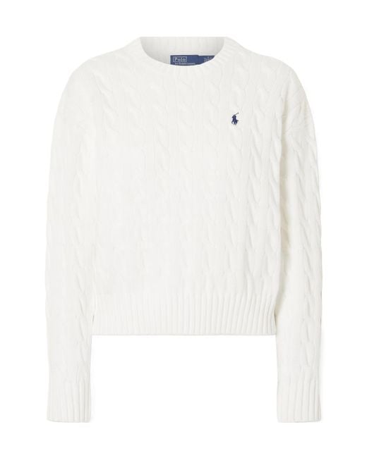 Polo Ralph Lauren White Long-Sleeved Crewneck Jumper