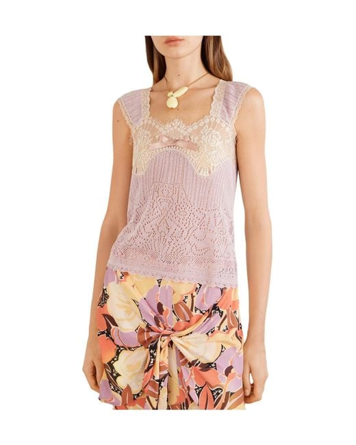 Anna Sui Pink Lingerie Knitted Top