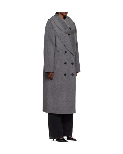Rohe Gray Double-Sided Scarf Collar Coat