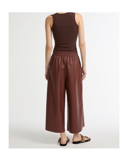 Yves Salomon Purple Drawstring Leather Trousers