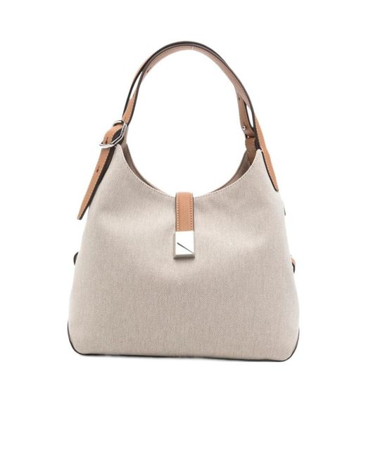 Kate Spade Gray Leather-Trim Canvas Tote Bag