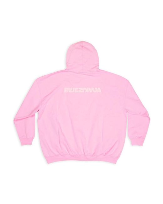 Balenciaga Pink Large Fit Logo-Print Cotton Hoodie for men