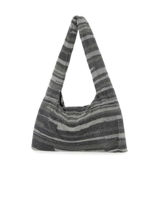 Kara Gray Armpit Embellished Mesh Tote Bag