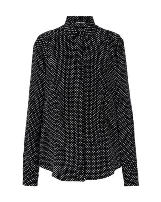 Tom Ford Black Polka-Dot Silk Shirt
