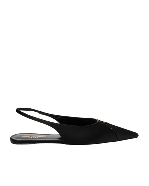Saint Laurent Black Satin Flat Shoes