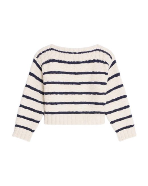 Céline White Boat Neck Jumper