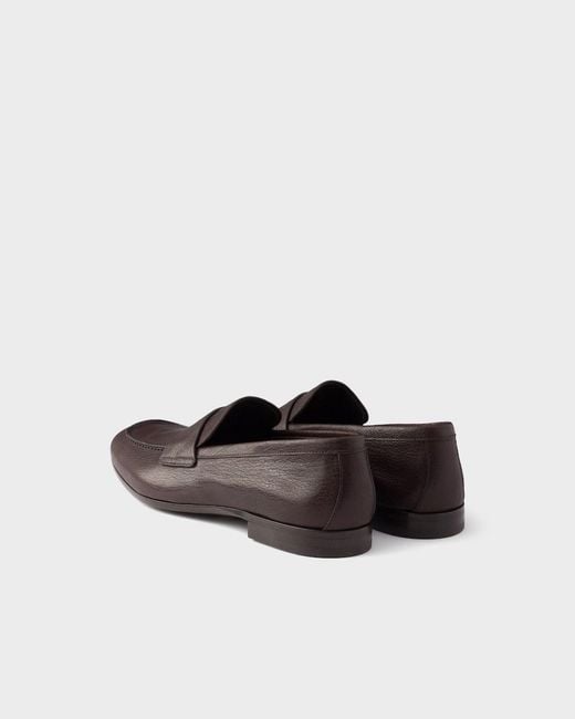 Prada Brown Leather Loafers for men