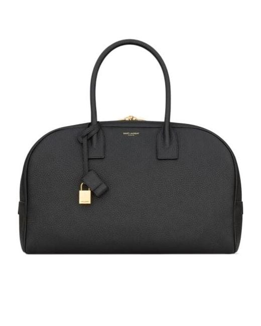Saint Laurent Black Top Handle Leather Tote Bag