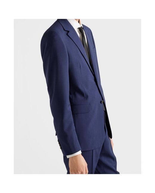 Prada Blue Single Breasted Wool And Mohair Suit for men