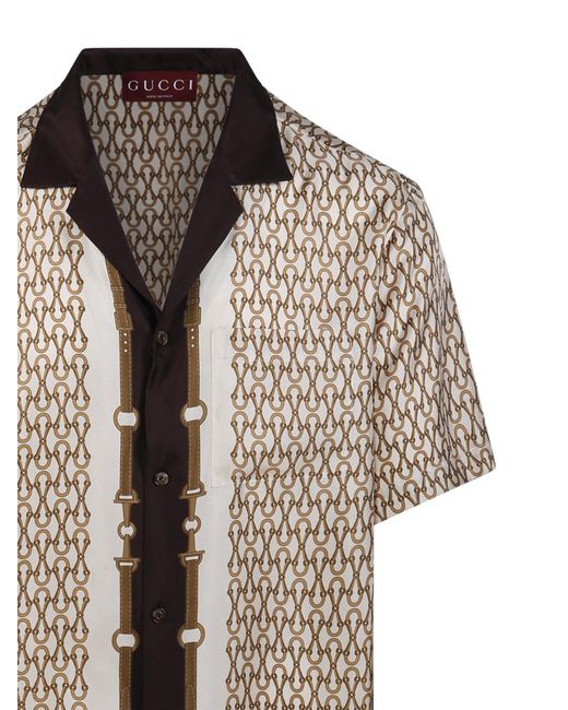 Gucci Natural Pattern-Printed Short-Sleeved Shirt for men
