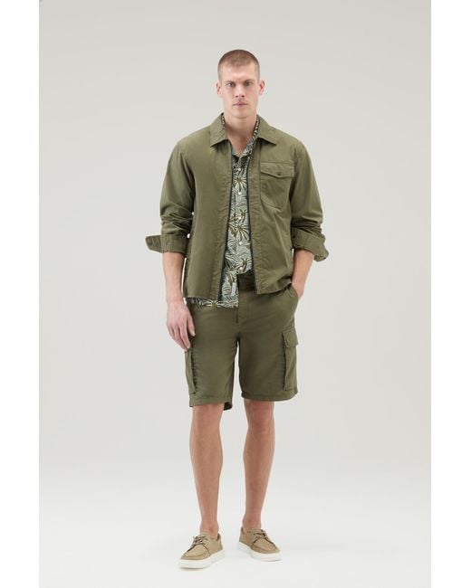 Woolrich Green Zip-Up Long-Sleeved Overshirt for men