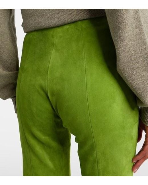 Stouls Green Gege Suede Flared Pants