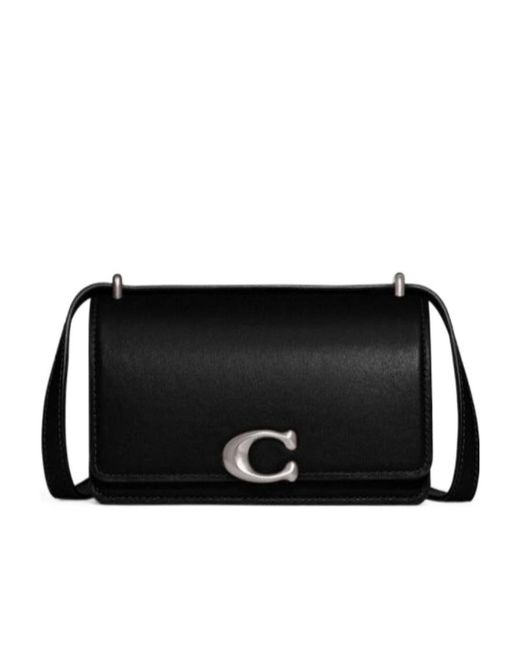 COACH Luxe Refined Calf Leather Bandit Crossbody Black One Size
