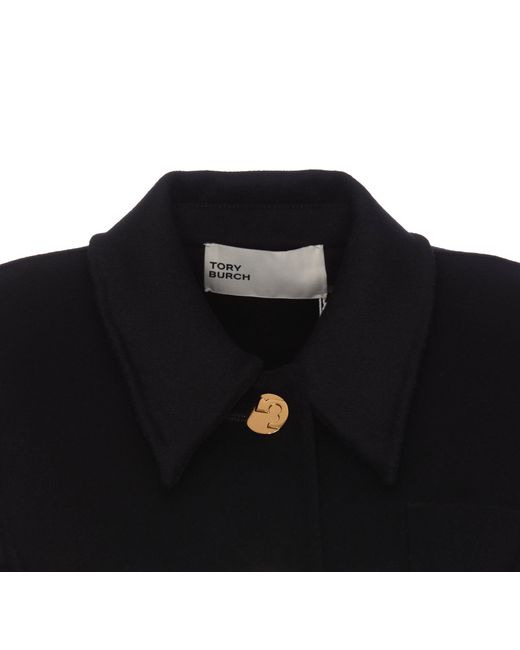Tory Burch Black Single-Breasted Mid-Length Coat