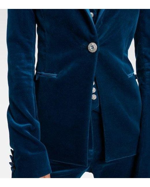 Rabanne Blue Cotton-Blend Velvet And Satin Blazer