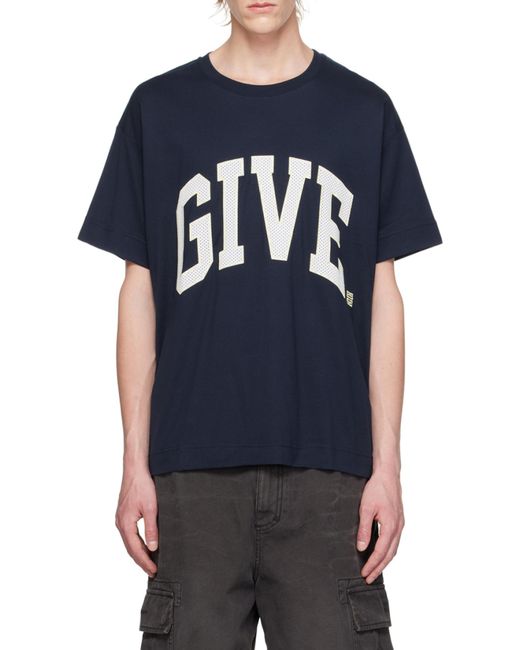 Givenchy Blue Logo Embroidered Crewneck T-Shirt for men