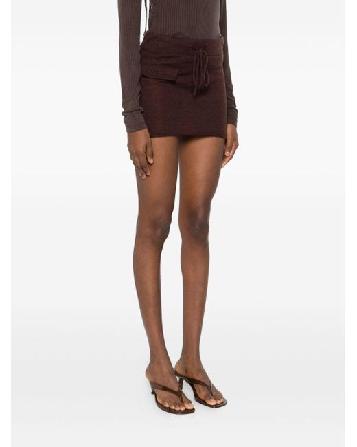 AYA MUSE Brown Ribbon-Wrapped Waist-Length Skirt