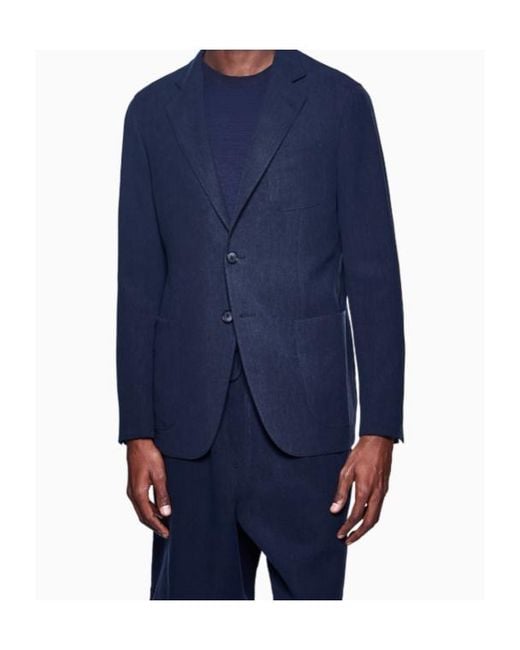 Giorgio Armani Blue Single-Breasted Long-Sleeved Jacket for men