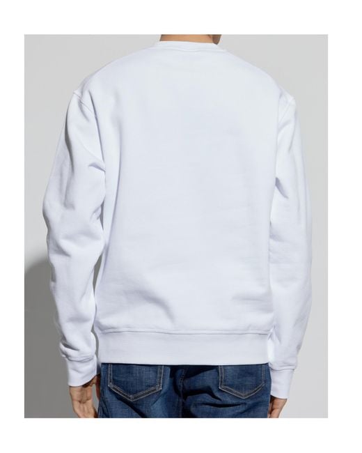 DSquared² White Velvet-Logo Crewneck Sweatshirt for men