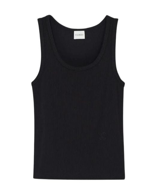 Closed Black Ribbed Tank Top