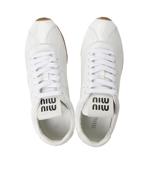 Miu Miu White Plume Bleach Sneakers
