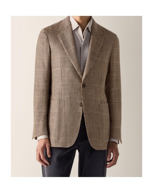 Zegna Brown And Dark Silk Linen And Wool Jacket for men