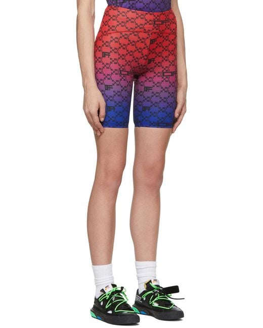Off-White c/o Virgil Abloh Red Monogram-Print Cycling Shorts