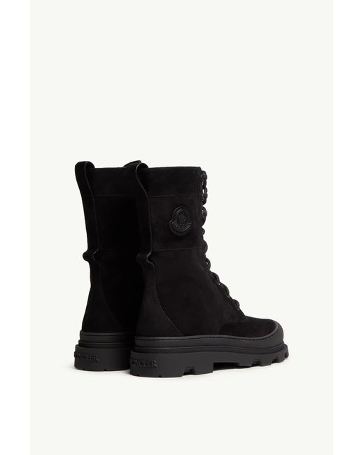 Moncler Black Vera High Suede Lace-Up Boots