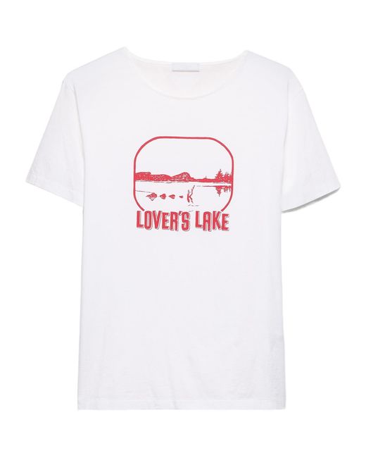 Prada White Printed Cotton T-Shirt for men