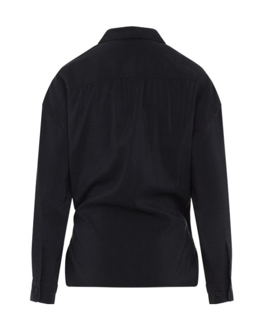 Lemaire Blue Twisted-Detail Polo-Collar Shirt