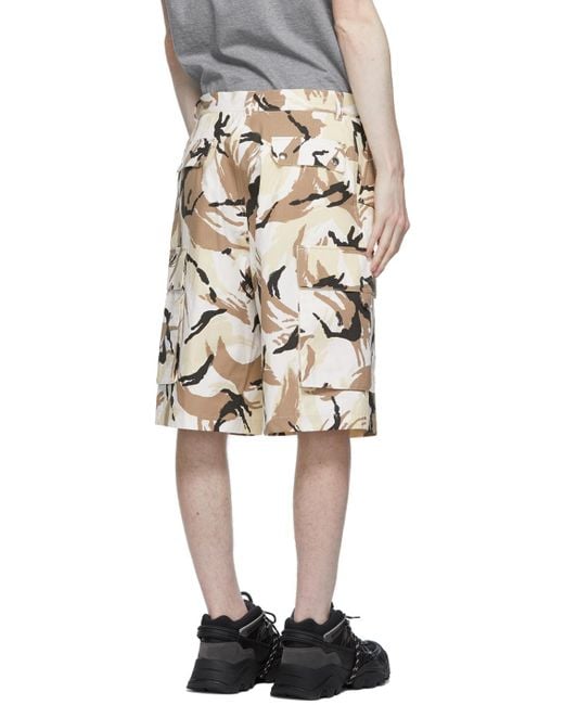 KENZO White Tropic Camo Print Cargo Shorts for men
