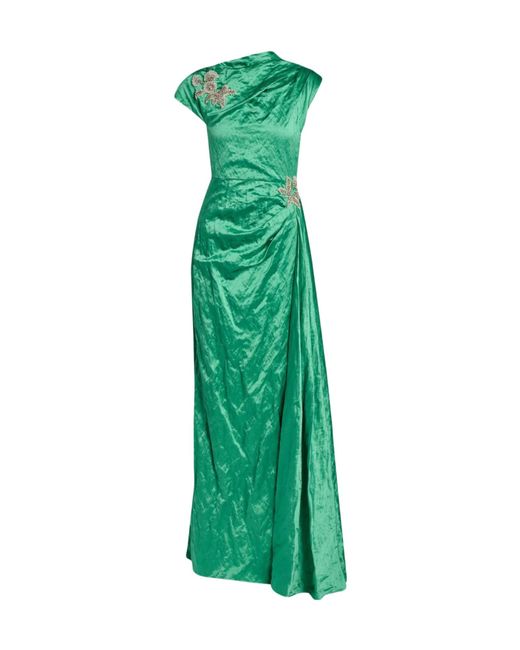 Erdem Green Embellished Maxi Dress