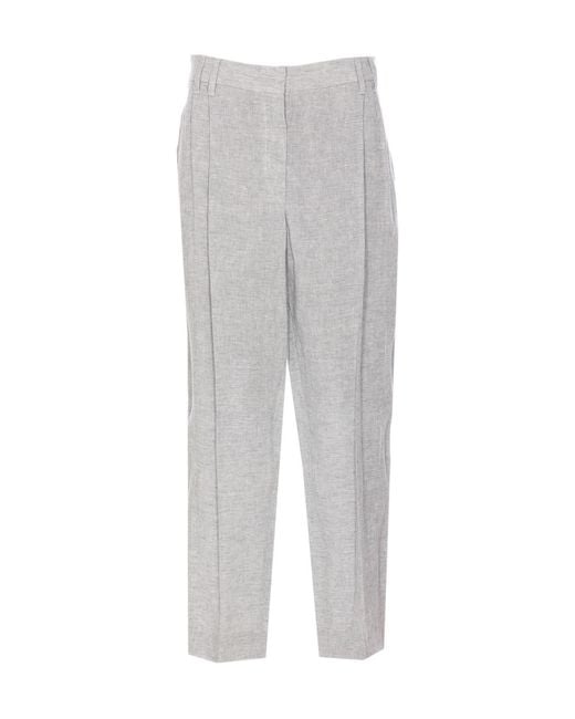 Brunello Cucinelli Gray Monili Embellished Sparkling Slouchy Trousers